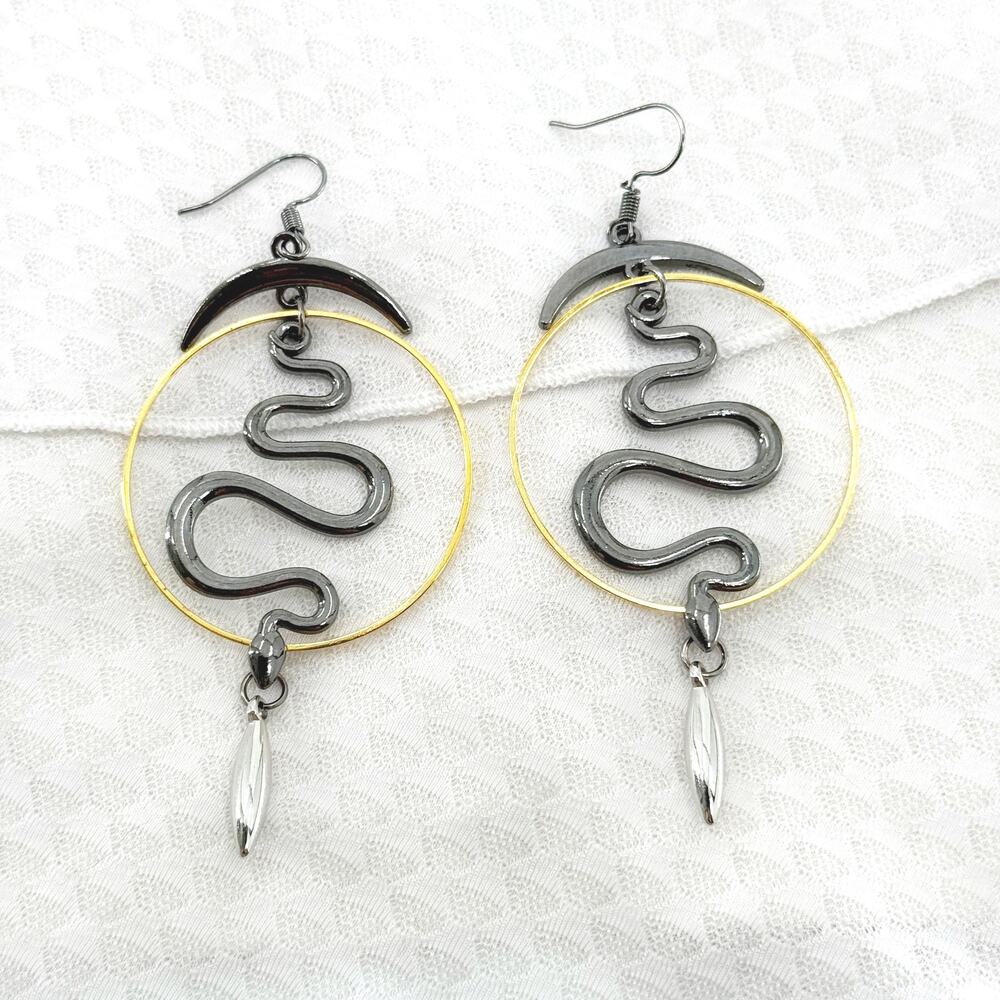 Celestial Snake Drop Earrings, Witchy Earrings, Gift for Her